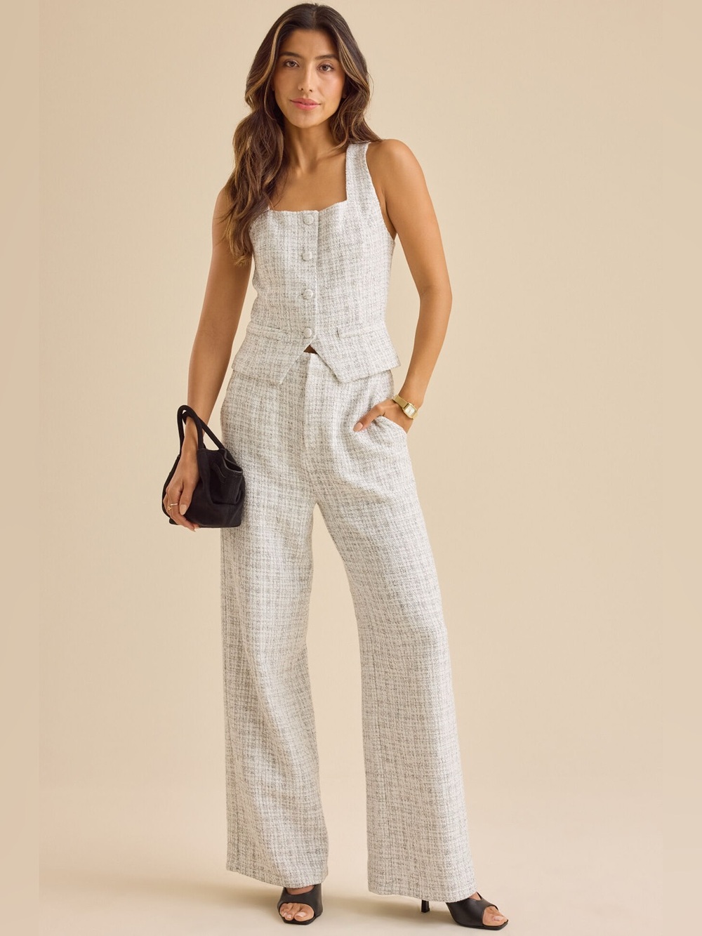 Altar’d State Devyn Tweed Wide-Leg Pants